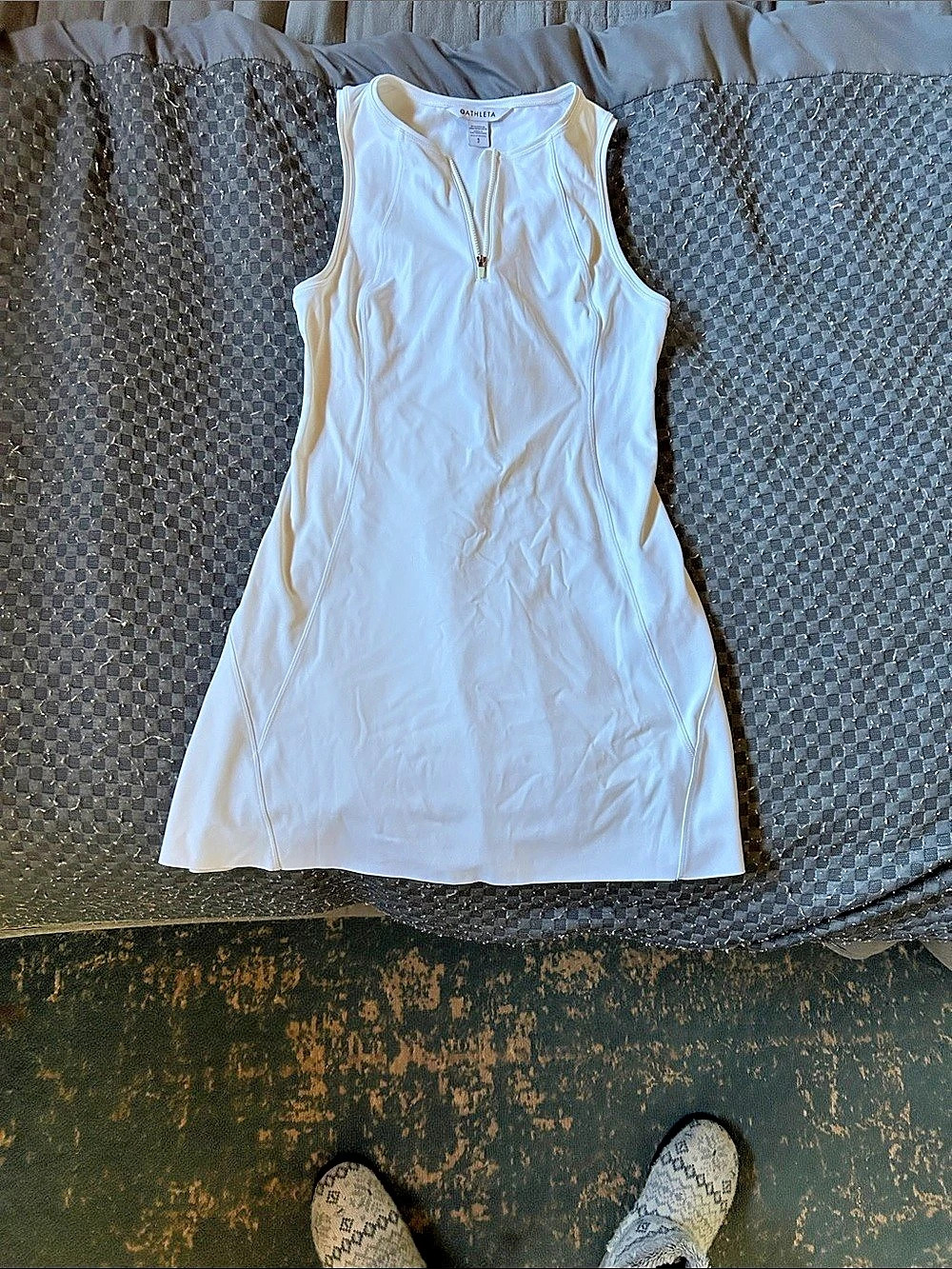Athleta Swing Zip Dress Mini White Size Small